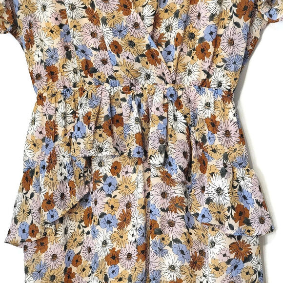 ASTR The Label Floral Dress Ruffled Tiered Mini Cottagecore Boho Blue Pink Small - Picture 6 of 16